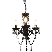 vidaXL Lustre avec perles Noir Rond 3 x E14