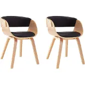 vidaXL Chaise de salle à manger 2 pcs. noir bois courbé et similicuir