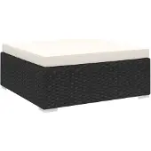 vidaXL Tabouret modulaire 1 pc + coussins Poly rotin noir