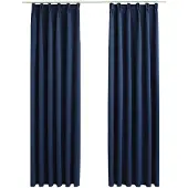 vidaXL Rideaux occultants avec crochets 2 pcs Bleu 140x175 cm