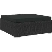vidaXL Tabouret de pied modulaire 1 pc. avec coussin Poly-Rattan Noir