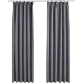 vidaXL Rideaux occultants avec crochets 2 pcs Gris 140x175 cm