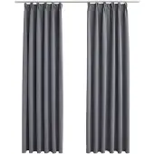 vidaXL Rideaux occultants avec crochets 2 pcs Gris 140x245 cm