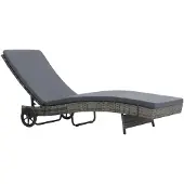vidaXL Chaise longue avec roulettes et support Poly-Rotin Anthracite