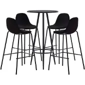 vidaXL Ensemble de bar 5 pièces tissu noir