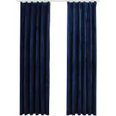 vidaXL Rideaux occultants et crochet 2pcs Velours Bleu foncé 140x175cm