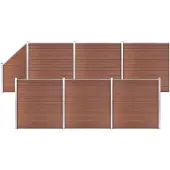 vidaXL Kit de clôture WPC 6 carrés + 1 pente 1138x186 cm Marron