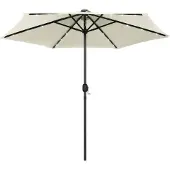 vidaXL Parasol avec éclairage LED et mât en aluminium 270 cm blanc sable