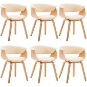 vidaXL Chaises de salle à manger 6 pcs. Crème bois courbé et similicuir