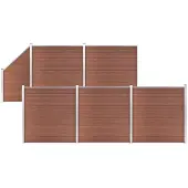 vidaXL Kit de clôture WPC 5 carrés + 1 pente 965x186 cm Marron