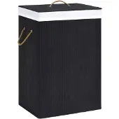 vidaXL Panier à linge avec une seule section bambou noir