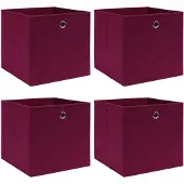 vidaXL Boîtes de rangement 4 pcs Rouge foncé 32x32x32 cm Tissu