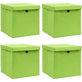 vidaXL Boîtes de rangement avec couvercles 4 pcs. Vert 32x32x32 cm Tissu