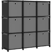 vidaXL Étagère à 9 cubes avec boîtes Noir 103x30x107,5 cm Tissu