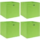 vidaXL Boîtes de rangement 4 pcs Vert 32x32x32 cm Tissu