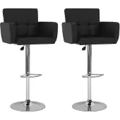 vidaXL Tabouret de bar 2 pcs. noir similicuir