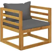 vidaXL Chaise de jardin avec coussins gris foncé en bois massif d'acacia