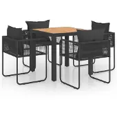 vidaXL Ensemble de jardin 5 pièces PVC rotin noir et brun