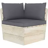 vidaXL Canapé d'angle en palette de jardin avec coussins en épicéa imprégné