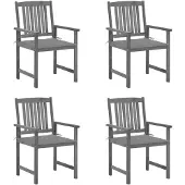 vidaXL Chaises de jardin avec coussins 4 pcs. Gris Bois massif Acacia