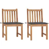 vidaXL Chaises de jardin 2 pcs. avec coussins teck massif