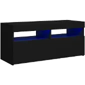 vidaXL - Armoire TV - avec - éclairage LED - 90x35x40 - cm - noir