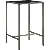 vidaXL Table de bar de jardin Gris 70x70x110 cm Poly rotin et verre