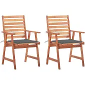 vidaXL Chaises de jardin 2 pièces avec coussins en bois massif d'acacia