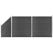 vidaXL Zaunelement Set WPC 446x(105-186) cm Schwarz