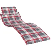 vidaXL Coussin de chaise longue à carreaux rouge 186x58x4 cm