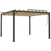 vidaXL Pergola avec toit à lamelles 3x3 m Taupe Tissu et aluminium