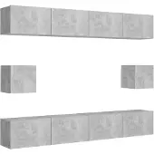 vidaXL Ensemble de 6 meubles TV en bois gris béton