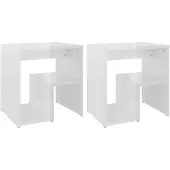 vidaXL Tables de chevet 2pcs blanc brillant 40x30x40cm bois ingénierie