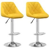 vidaXL Tabouret de bar 2 pcs jaune moutarde velours