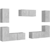 vidaXL 7 Piece TV Cabinet Set Concrete Grey Engineered Wood