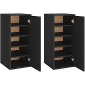 vidaXL Armoires à chaussures 2 pcs Noir 32x35x70 cm Aggloméré