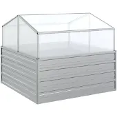 vidaXL Plateau de jardin avec serre 100x100x85 cm argenté