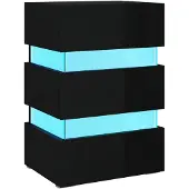 vidaXL Table de chevet à LED noir brillant 45x35x67 cm bois ingénierie