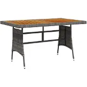 vidaXL Table de jardin Gris 130x70x72 cm Poly rotin & bois massif Acacia