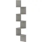 vidaXL Étagère d'angle murale gris béton 19x19x123cm bois d'ingénierie