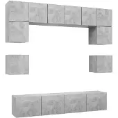 vidaXL Ensemble de 8 meubles TV en bois gris béton
