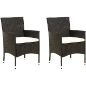 vidaXL Chaises de jardin avec coussins 2 pcs. Poly rotin noir