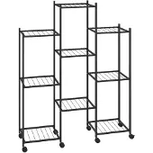 vidaXL Jardinière avec roues 83x25x103,5 cm Noir Fer