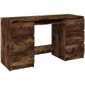vidaXL Bureau chêne fumé 140x50x77 cm bois composite