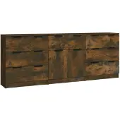 vidaXL Sideboard 3 pièces chêne fumé bois composite