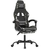 vidaXL Chaise de jeu avec repose-pieds noir et camouflage similicuir