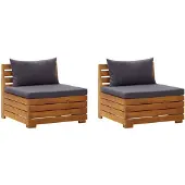 vidaXL Canapé de jardin 2 places avec coussins en bois massif d'acacia