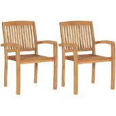 vidaXL Chaises de jardin 2 pcs. empilables teck massif