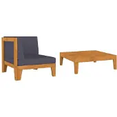 vidaXL Salon de jardin 2 pcs avec coussins Bois d'acacia solide
