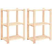 vidaXL Étagères de rangement à 3 niveaux 2 pcs 60x38x90 cm Pin 150 kg